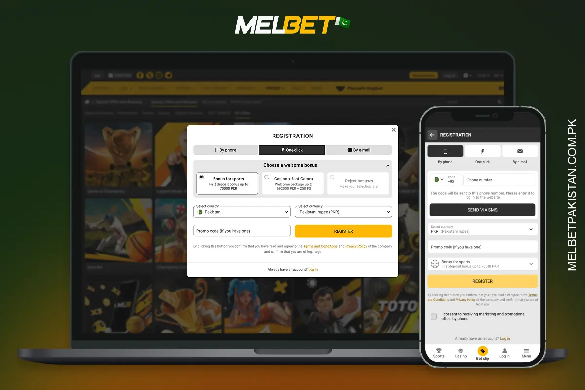 For the convenience of Melbet users from Pakistan, the platform offers options for registering a new account