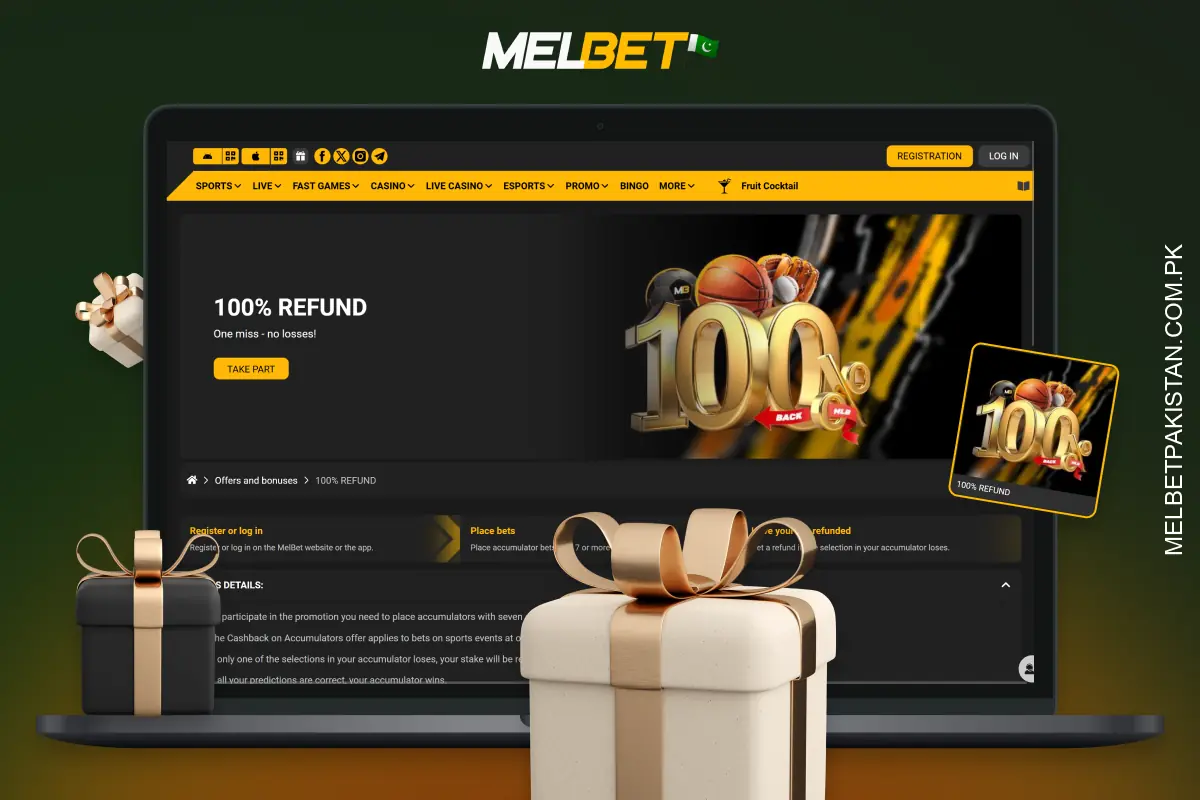 Melbet's 100% cashback promotion returns lost express bets to players when the promotion conditions are met