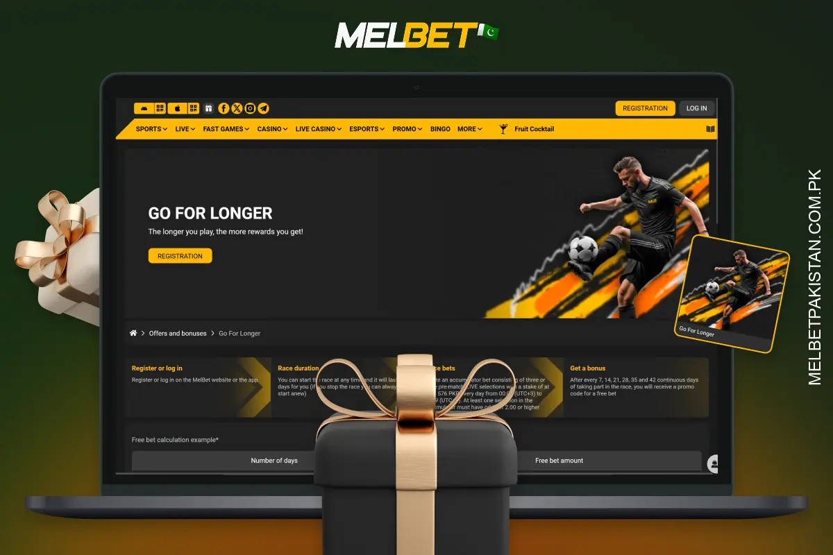 Melbet's Go for Longer bonus gives players promo codes for daily express bets