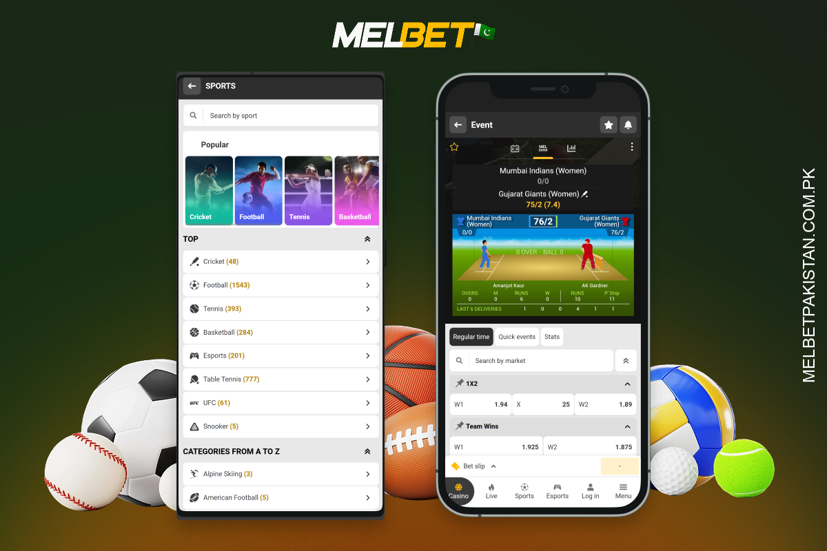 In the Melbet app, users in Pakistan can bet on more than 40 sports