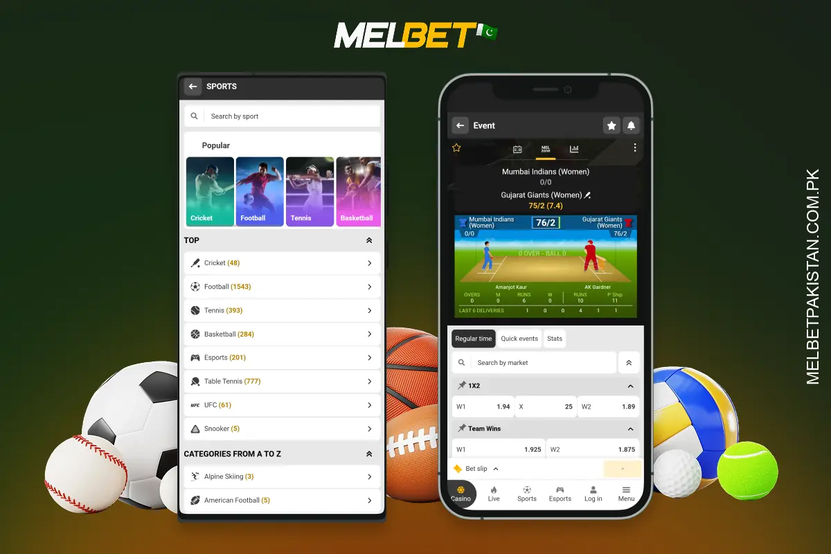In the Melbet app, users in Pakistan can bet on more than 40 sports