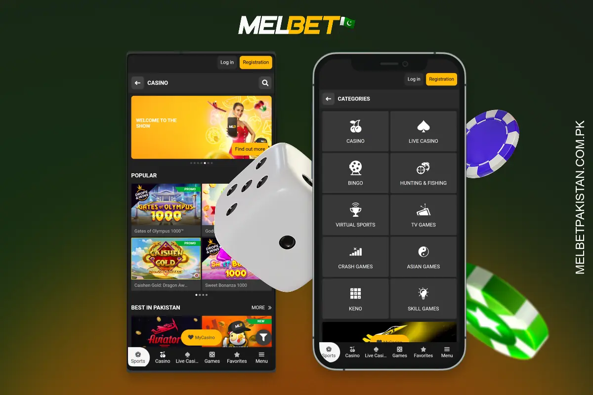 The Melbet app offers over 2,000 casino games - slots, table games, live casino and quick games with demo modes