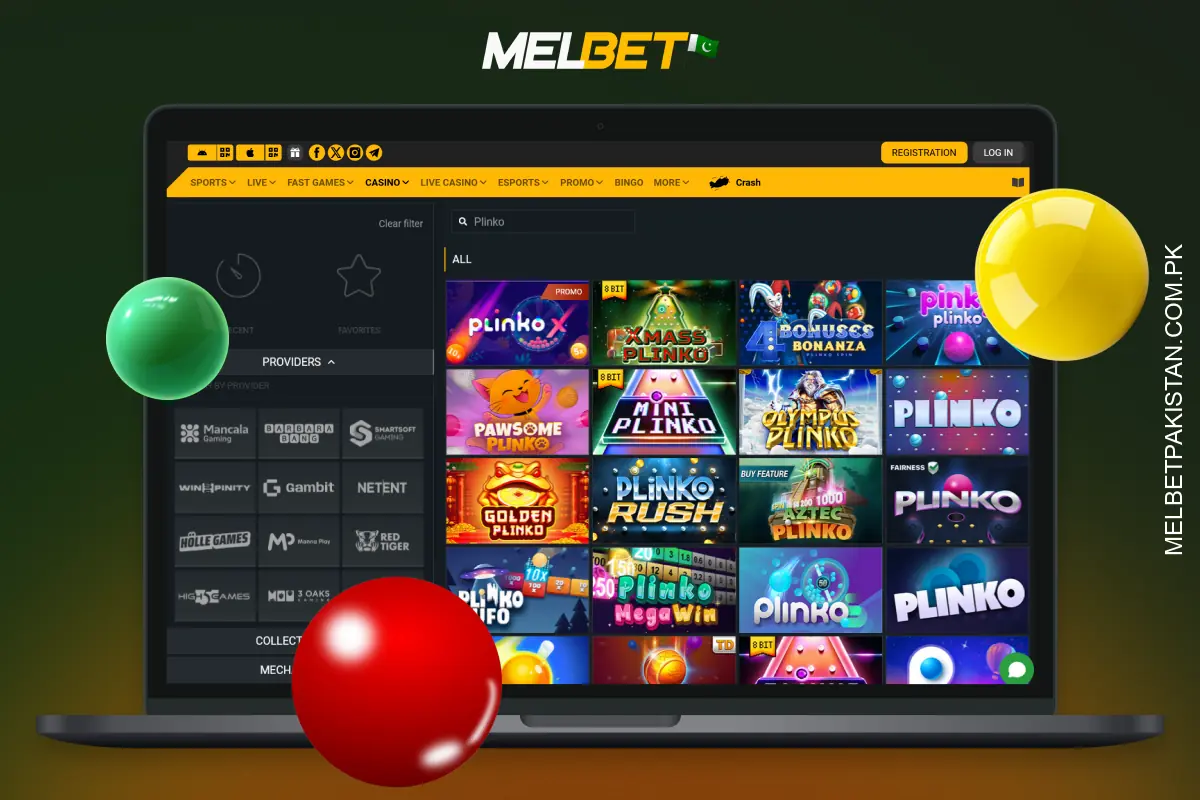 There are 26 Plinko variants available on Melbet Pakistan, including the most popular versions from top providers