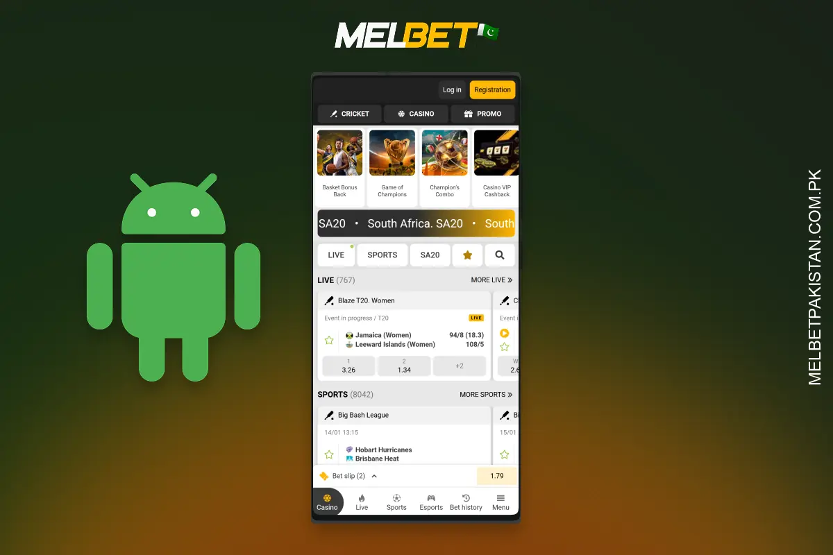 Downloading Melbet APK for Android in Pakistan is simple and secure, providing full functionality and push notifications