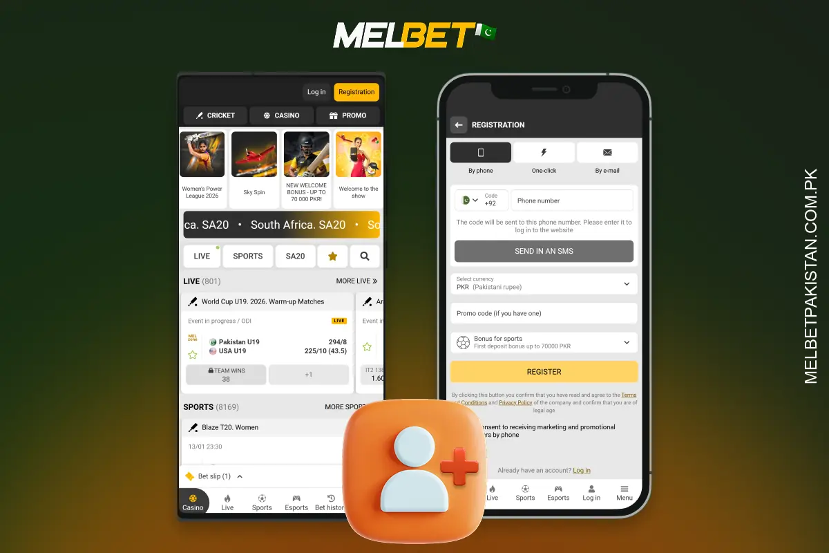 In the Melbet app, users from Pakistan can quickly register and immediately gain access to betting and casino games