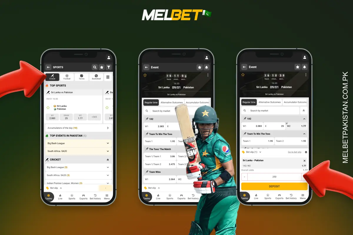 To place a bet on cricket at Melbet Pakistan, players simply need to select a match, set their prediction and stake amount, and confirm their bet