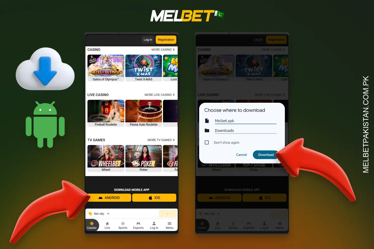 Download Melbet APK for Android in Pakistan from the official website, install it and start betting
