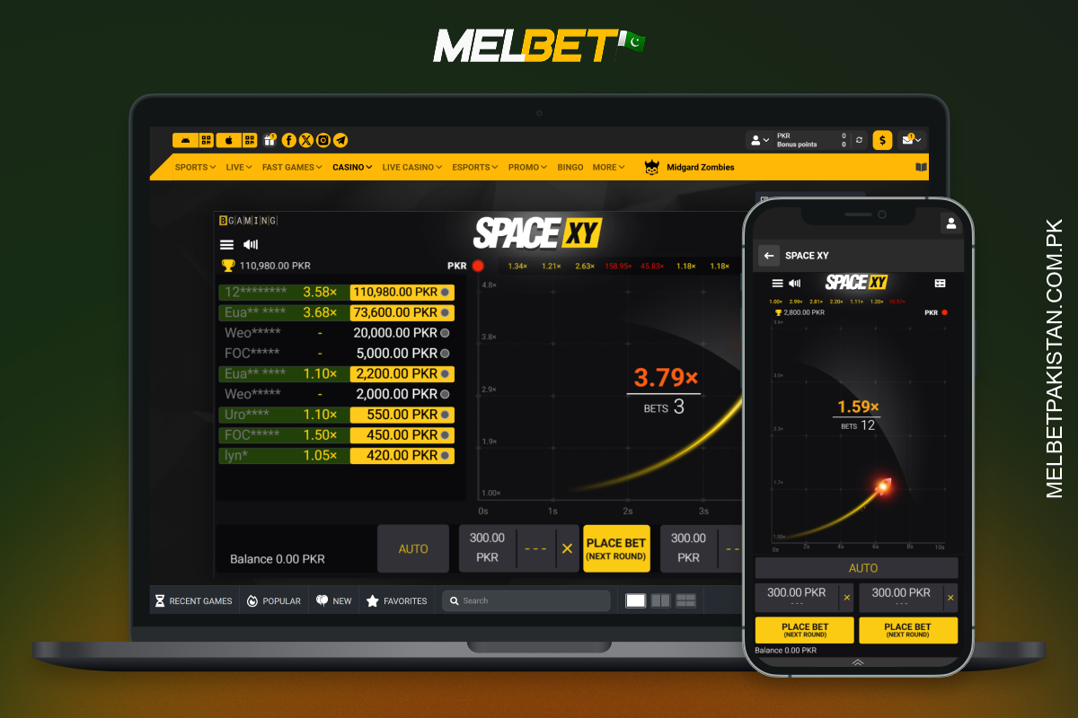Popular among Pakistani gamblers, the Space XY online game at Melbet Casino offers stunning graphics, simple gameplay and the chance to win big wins