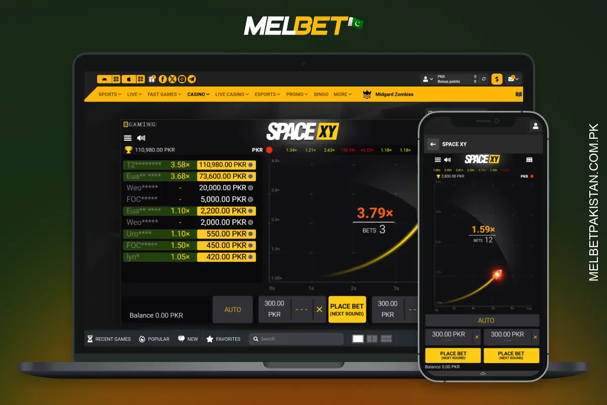 Popular among Pakistani gamblers, the Space XY online game at Melbet Casino offers stunning graphics, simple gameplay and the chance to win big wins