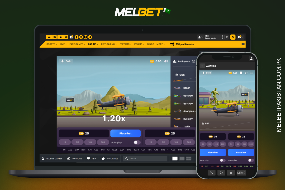 Players from Pakistan can play the Aviatrix crash game on Melbet's website and mobile app for real money and in demo mode