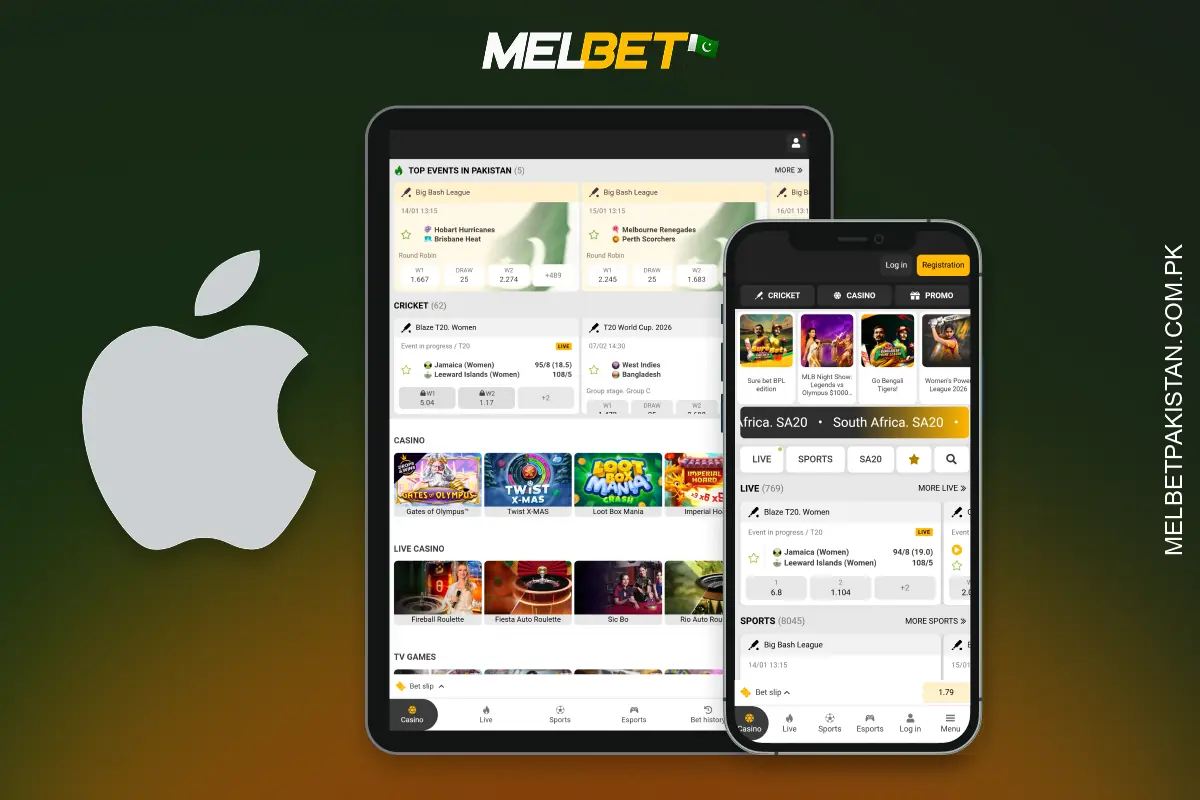 The Melbet app for iOS in Pakistan allows iPhone and iPad users to conveniently place sports bets and play casino games
