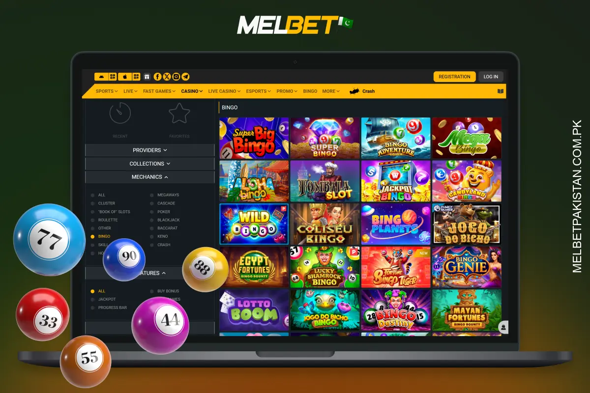 Players from Pakistan can play Bingo at Melbet Online Casino