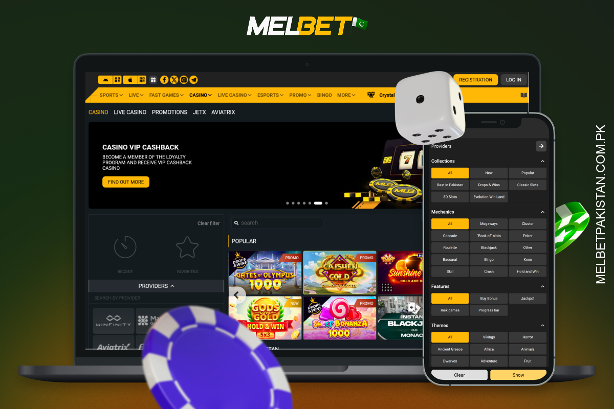 Melbet Casino offers over 7,000 games with progressive jackpots, live dealers and secure gaming on any device for players from Pakistan