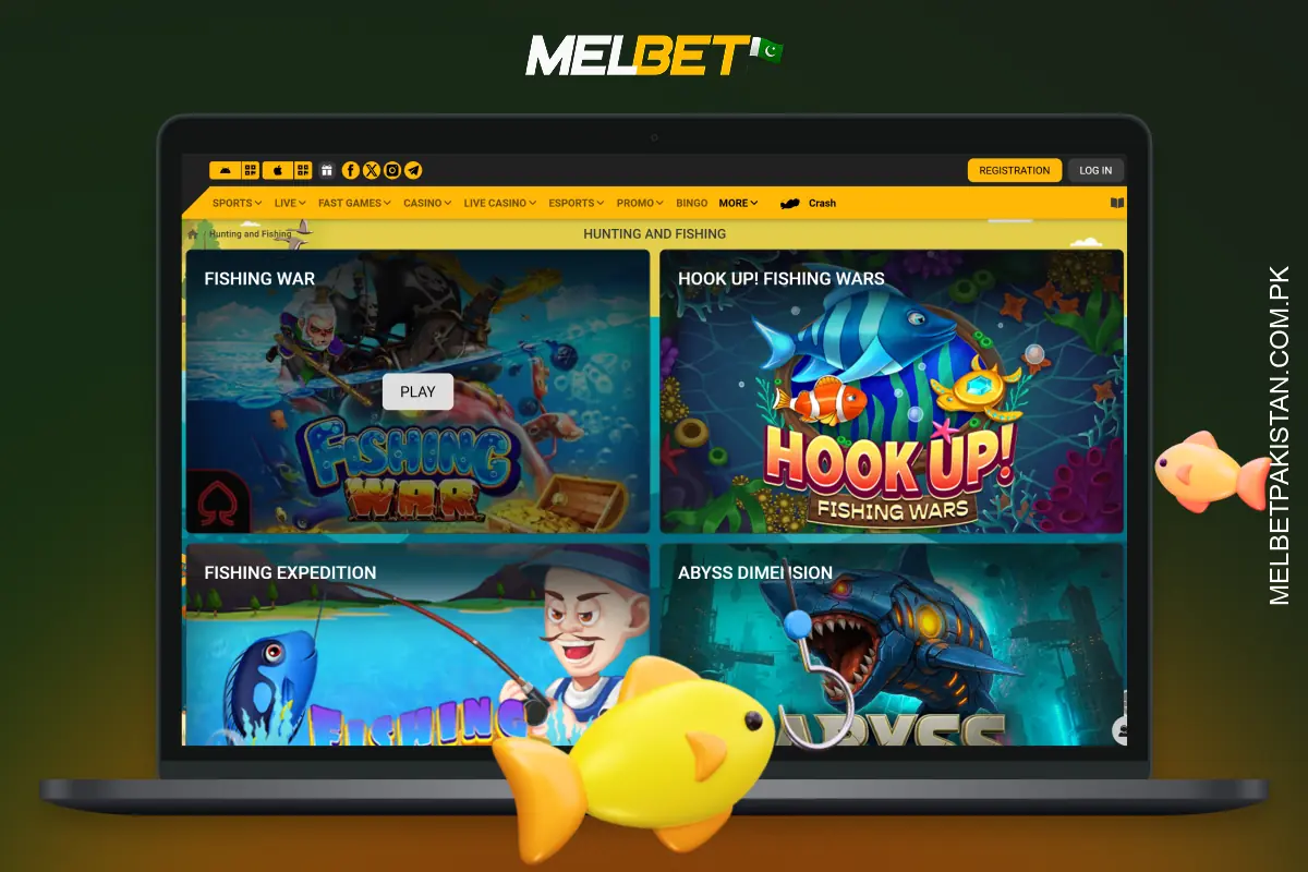 For players from Pakistan, Melbet offers hunting and fishing games that can be played for free or for real money