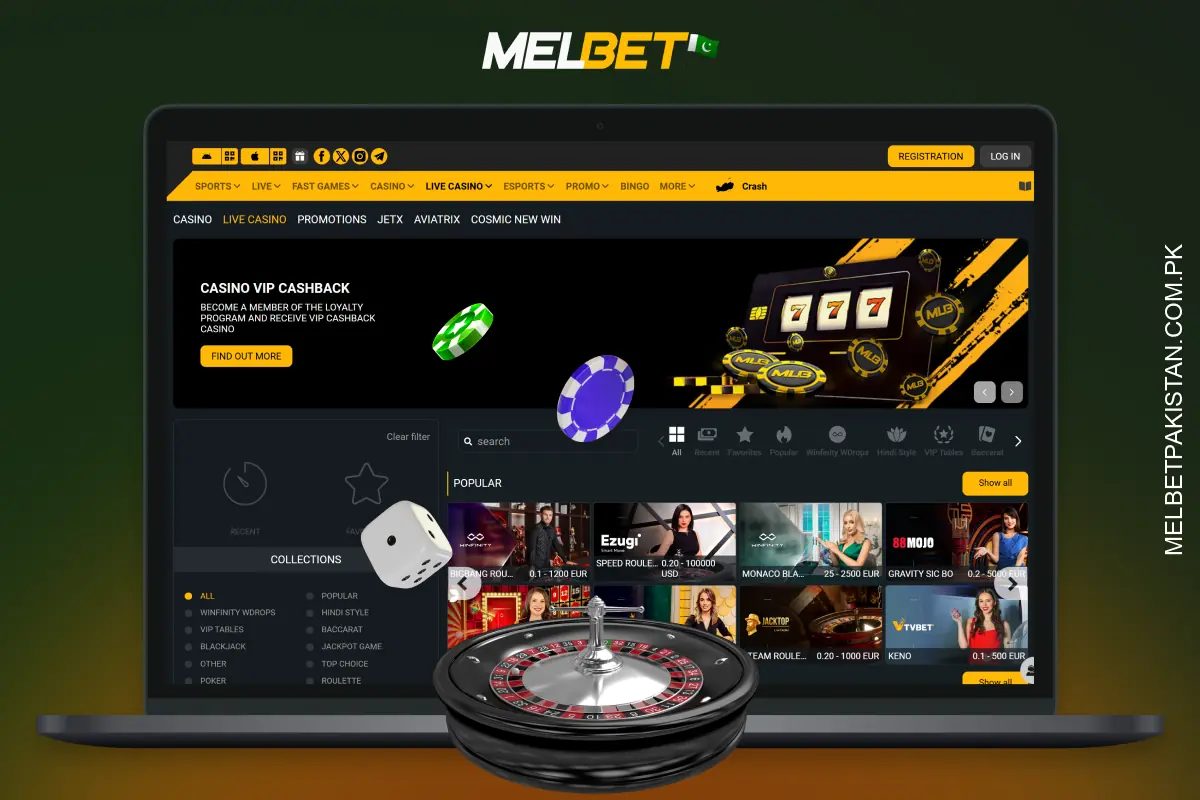Melbet Live Casino offers games with live dealers, including roulette, blackjack, baccarat, poker and sic bo