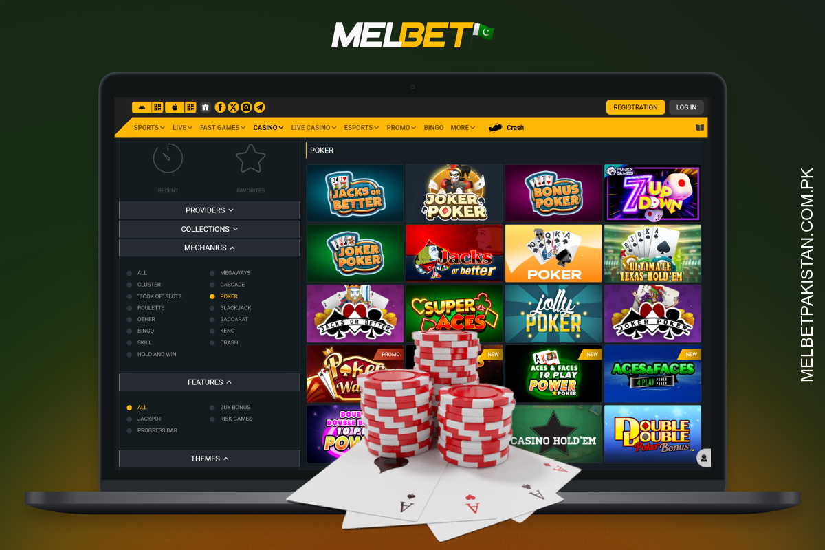 Melbet Casino offers players from Pakistan the chance to play poker and win a jackpot