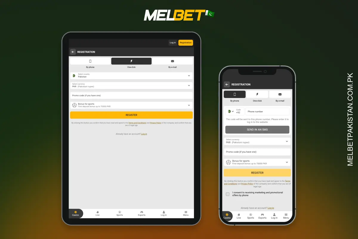 Registration in the Melbet Pakistan mobile app is simple, secure and provides quick access to bets and bonuses