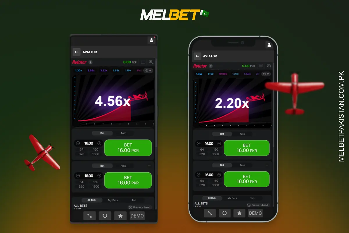 To play Aviator at Melbet Casino on a smartphone Pakistanis can download the Android and iOS app