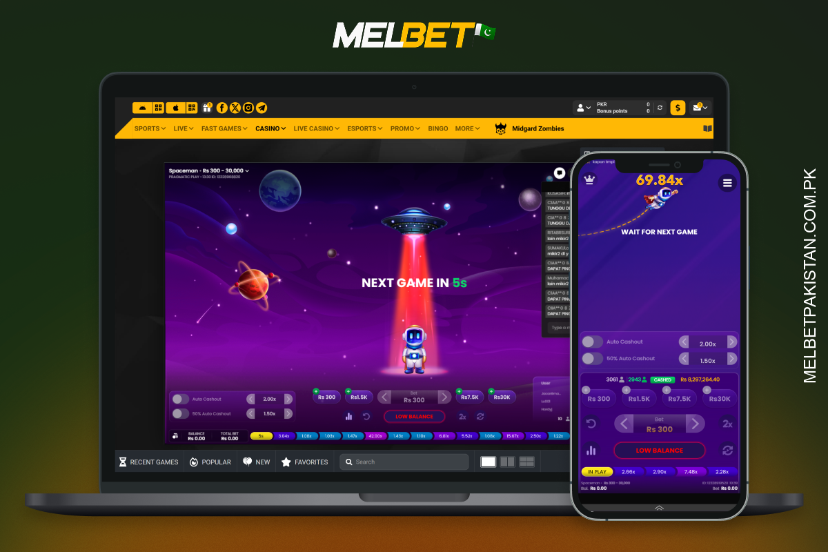 The Spaceman game on the Melbet casino site and mobile app has unique game mechanics, a simple interface and offers the possibility of big wins