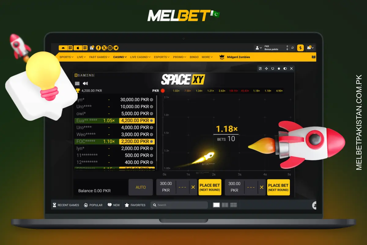 Pakistani players use a number of tips and tricks to improve their chances of winning the Melbet Space XY game