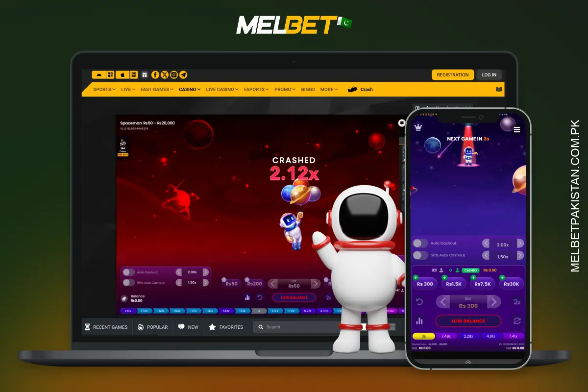Spaceman Melbet game allows you to choose your bet size, launch an astronaut into space and get payouts of up to 5000x odds until the rocket falls or the maximum win is reached