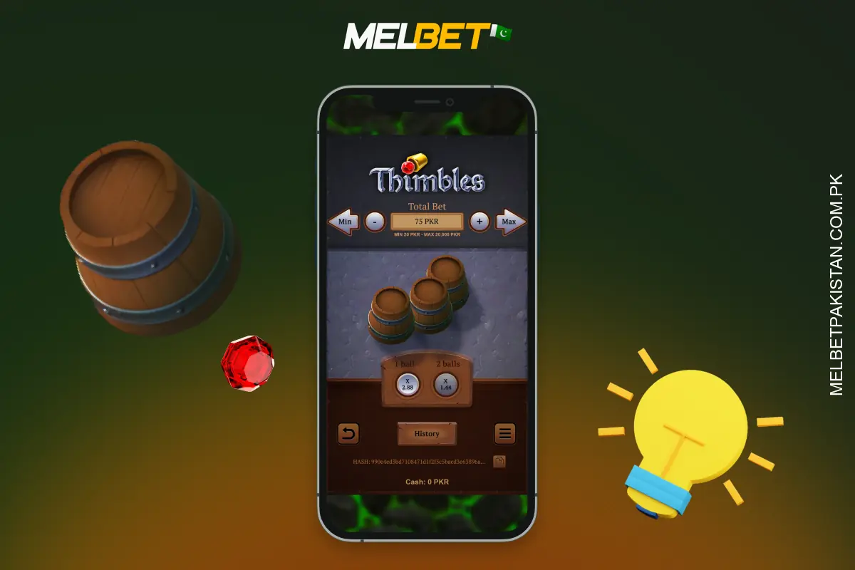 To successfully play Thimbles at Melbet, use the demo mode for practice, try the two-ball variant to improve your odds and keep an eye on the movement of the thimbles