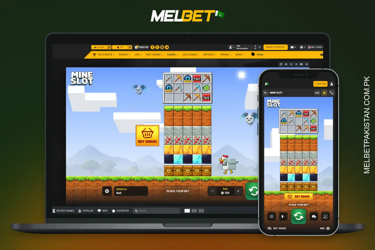 Melbet Mine Slot offers Pakistani players a unique opportunity to win amazing multipliers of up to 100x