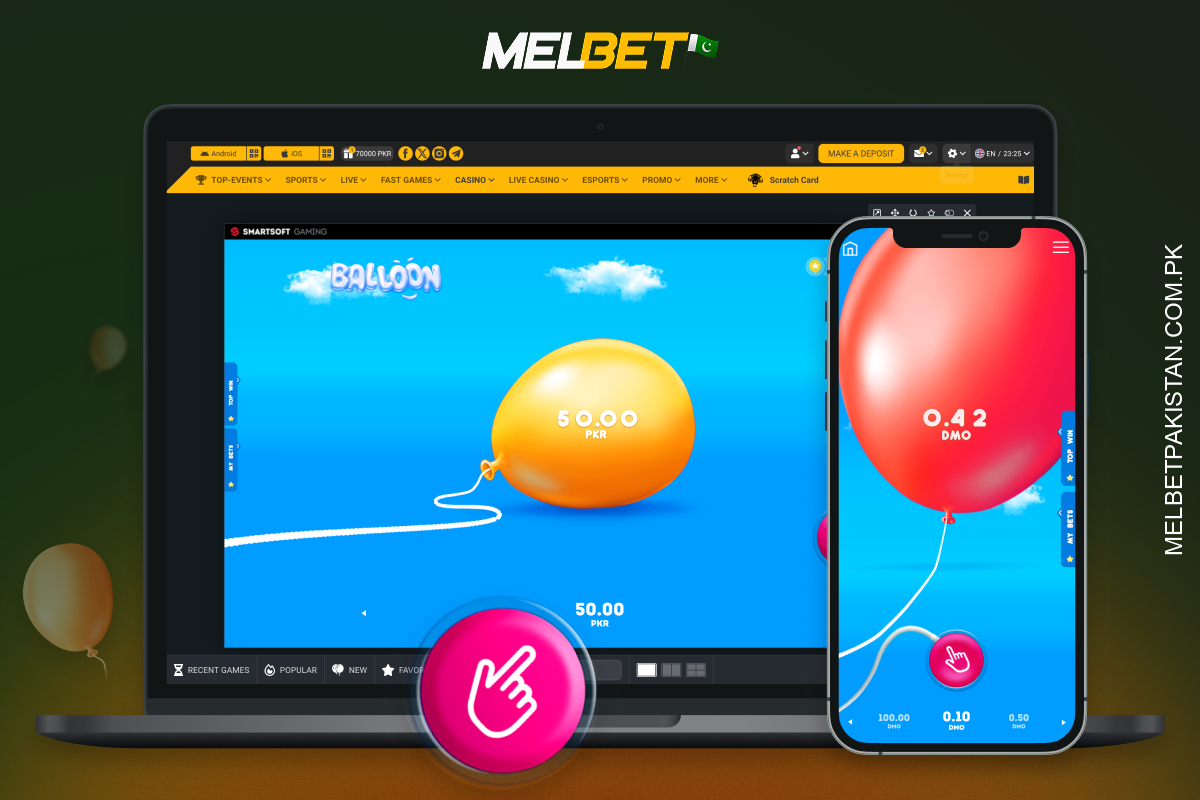 The exciting Balloon game is available for Melbet Pakistan users in free demo mode and for real money