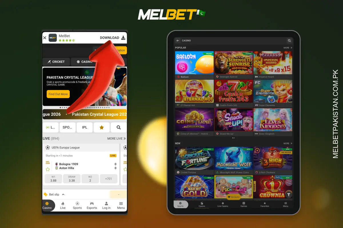 To play Balloon on your smartphone, just download the Melbet mobile app, which is completely free for users in Pakistan