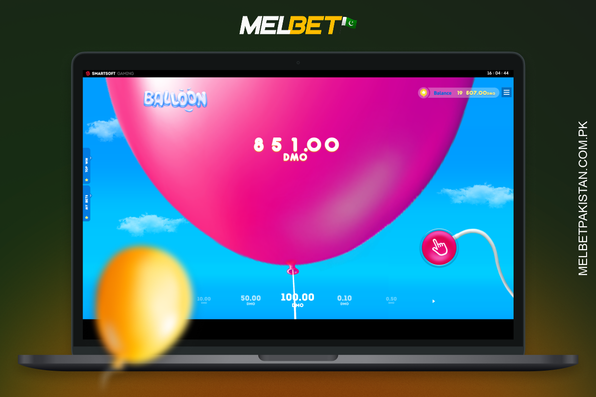Balloon is an exciting game with unique gameplay, and it is available to all users of the Melbet online casino in Pakistan